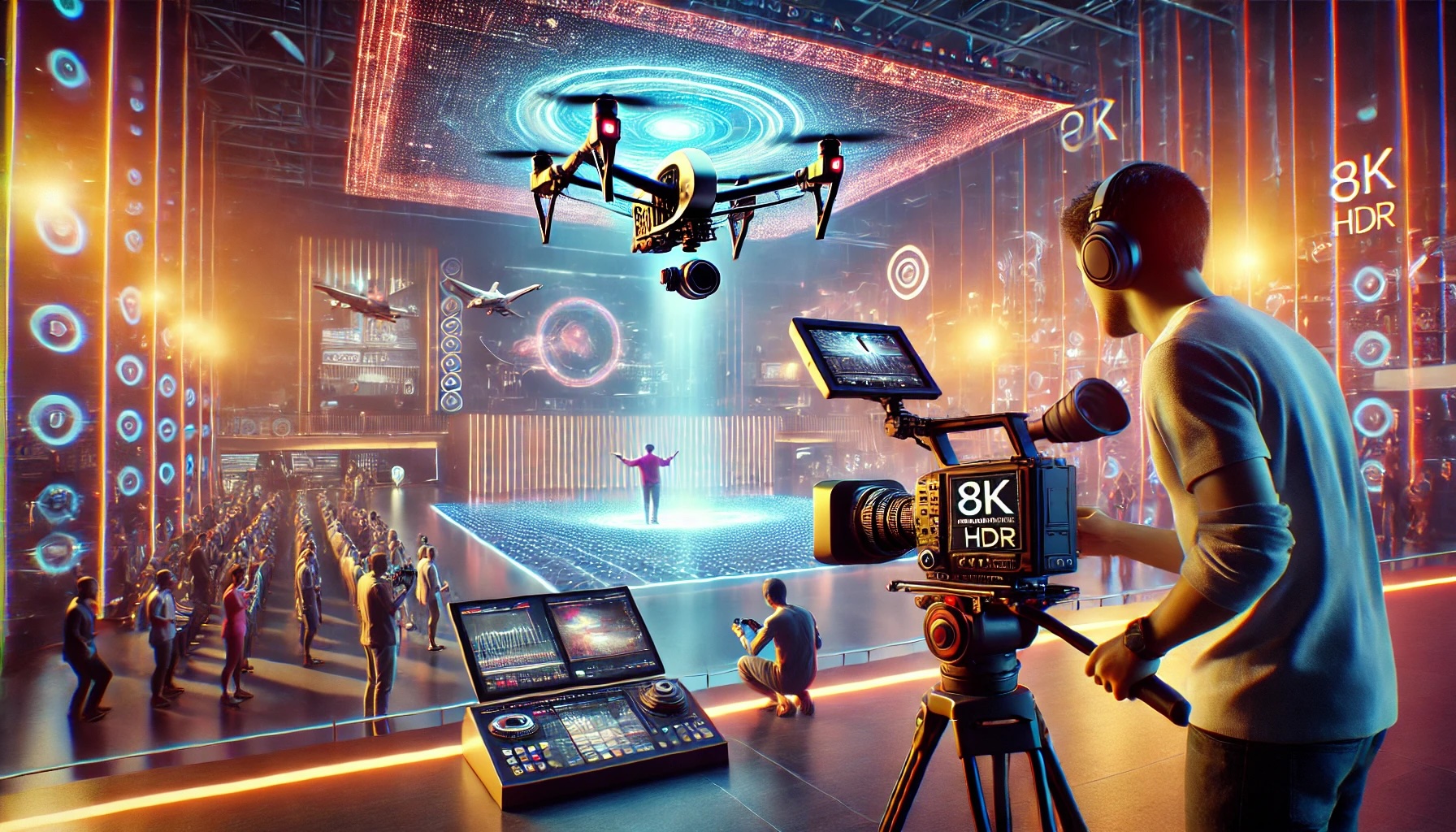 Produzione video 2025: riprese 8K, droni, AI, realtà aumentata e fotografia avanzata per eventi e aziende.